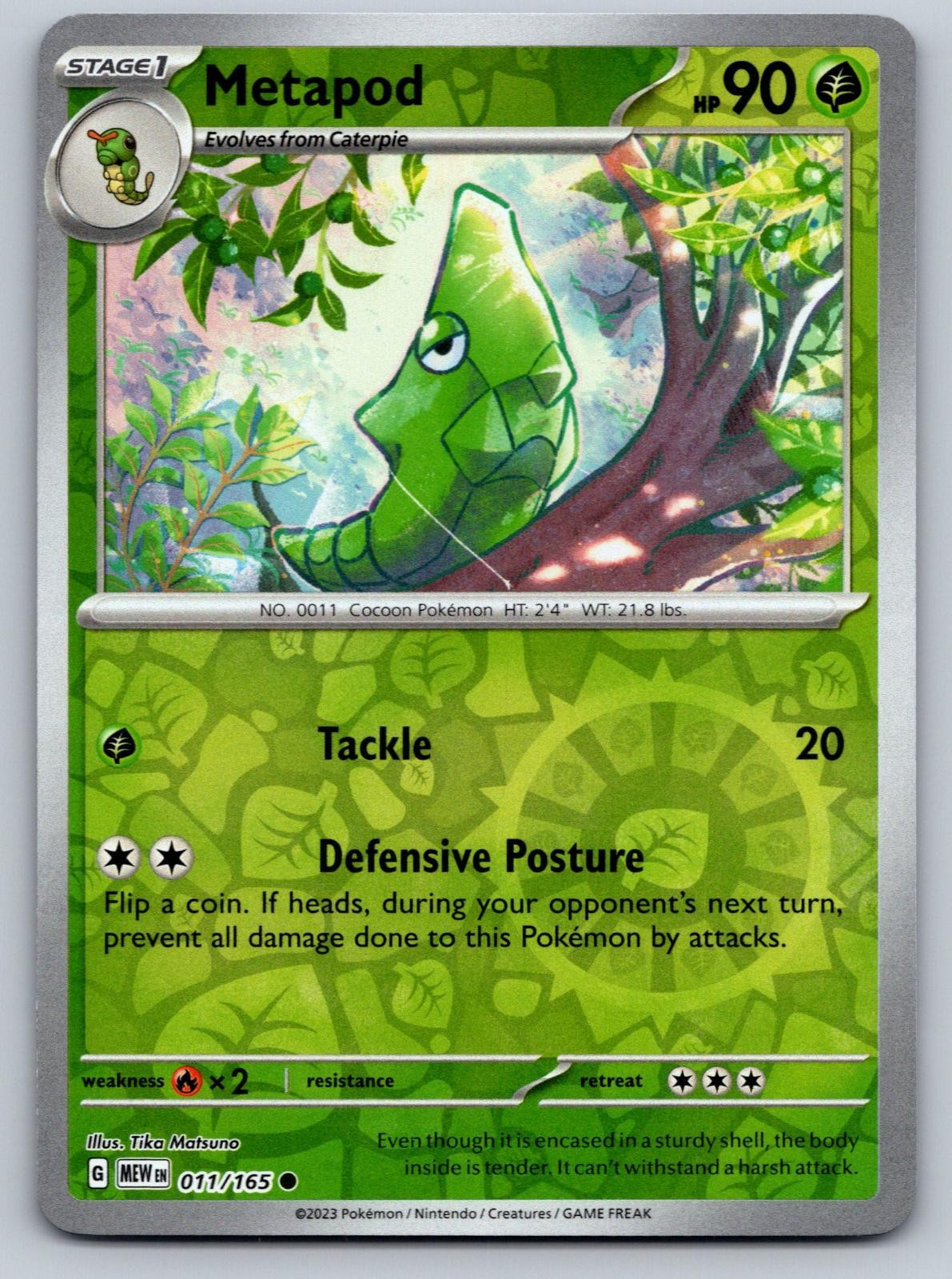 Metapod 011/165 Common 151 Pokemon Reverse Holo Near Mint