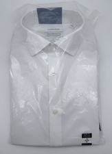 Calvin Klein Dress Shirt 15 34/35 M White Infinite Wrinkle Free Slim Stretch