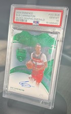 2024-25 Panini Eminence - Emerald Auto /3 Bub Carrington. PSA 10 Gem Pop 1