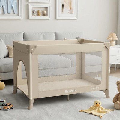 Portable Travel Crib & Playpen - Baby Safe Folding Travel Bed w/Mattress, Bre...