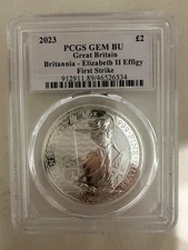 2023 Great Britain Britannia £2 Silver Coin – Elizabeth II Effigy. FIRST STIKE