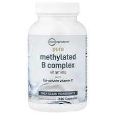 Pure Methylated B Complex Vitamins with Vitamin C, 240 Capsules