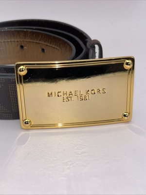 Michael Kors Signature Gold Buckle Belt Michael Kors Vanilla Logo Signature XL Leather Gold Buckle  main image 3