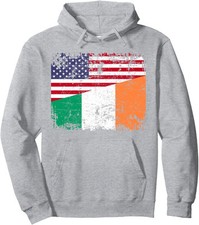 Irish Roots Half American Flag Ireland Retro Present Unisex Hooded Sweatshirt