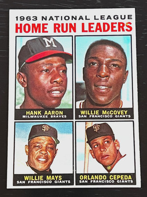 105)  1964 TOPPS #9 HANK AARON / WILLIE MAYS / MCCOVEY -  FREE SHIP READ !
