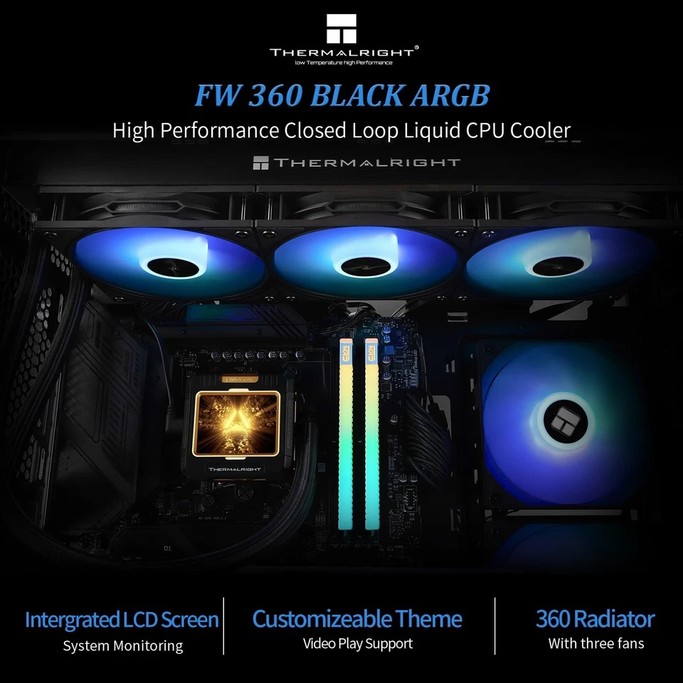 FW360 AIO Water CPU Cooler for AM4/AM5 & Intel with Customizable LCD Screen - Image 4 of 4
