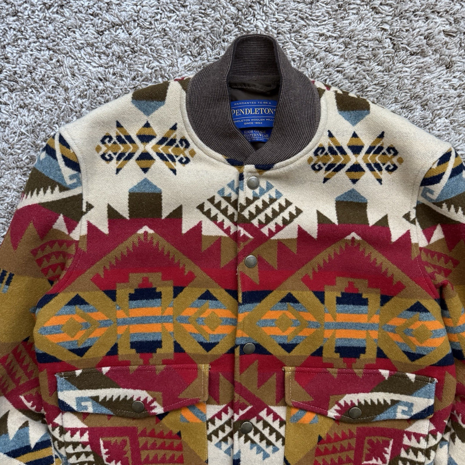 Pendleton Aztec High Grade Western Wool Bomber Ja… - image 8