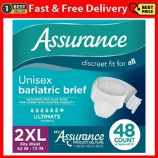 Assurance Unisex Bariatric Briefs, Ultimate Absorbency, XXL, (48 Count)