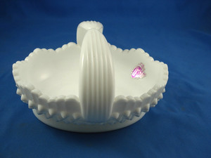 Fenton Hobnail Milk Glass Basket | eBay
