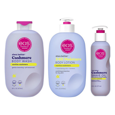 Eos Shower Essentials Bundle- Body Lotion, Body Wash, Shave Oil Vanilla Cashmere