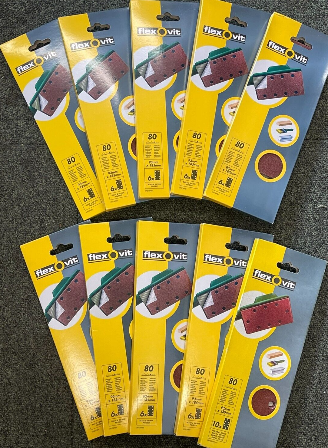 JOB LOT 100 FLEXOVIT 1/3 SANDING SHEETS 93 X 230MM 80 GRIT FOR SANDERS