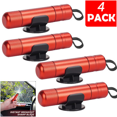 4 PCS Car Safety Emergency Hammer Window Breaker and Seatbelt Cutter Tool 2-in-1