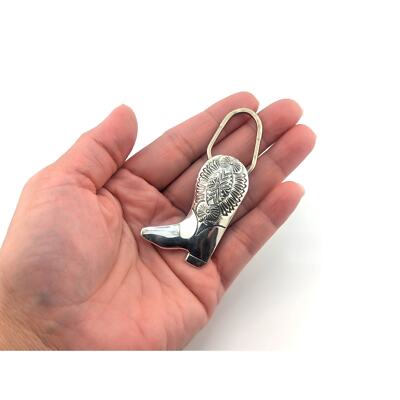 Native American Sterling Silver Key Fob Western Boot Design Navajo