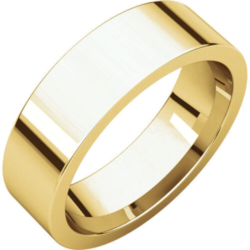 6mm 14K Yellow Gold Plain Flat Design Comfort Fit Wedding Band Ring Size 6.5 - Picture 1 of 1