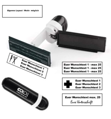 Mini stamp takeaway Colop pocket stamp address companies own motif text