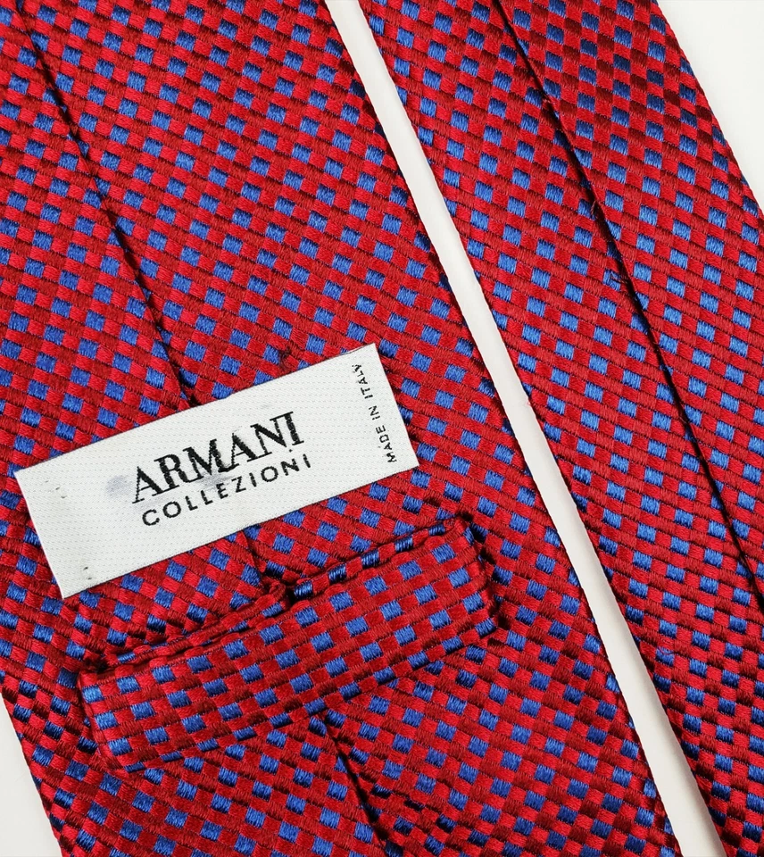 ARMANI Collezioni Rojo y Azul Cuadros 3.75" Seda 60L Foto 4 de 4