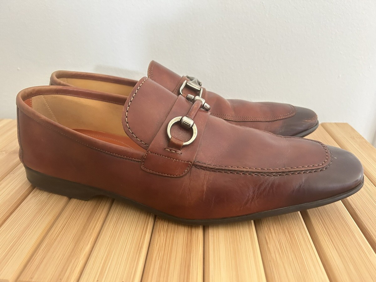 ?USED Mens Magnanni Loafer Sz10.5 Leather Brown Slip On  display picture 3