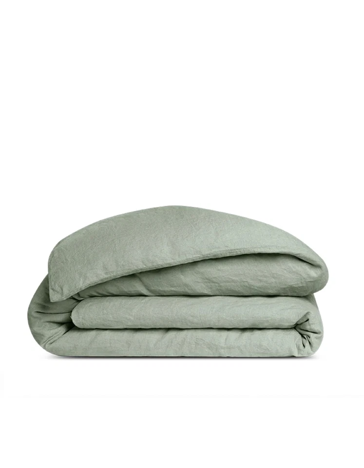 Funda nórdica de lino verde salvia, funda nórdica lavada a la piedra, juego de edredón tamaño Queen completo Foto 4 de 4