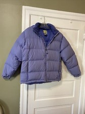 Isis 650 Fill Goose Down Ski Puffer Coat Purple Logo Hooded Jacket Women Size 8