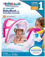 New with Box - My Unicorn Baby Boat with Sun Shade in White/Pink