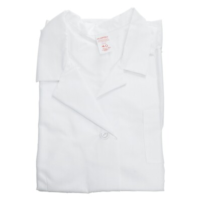 Women's White 31'' Length Lab Shirt, Short Sleeved, Size 40, 47432-W40