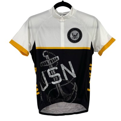 PRIMAL USN US Navy Cycling Jersey Mens Size Small Black White Yellow