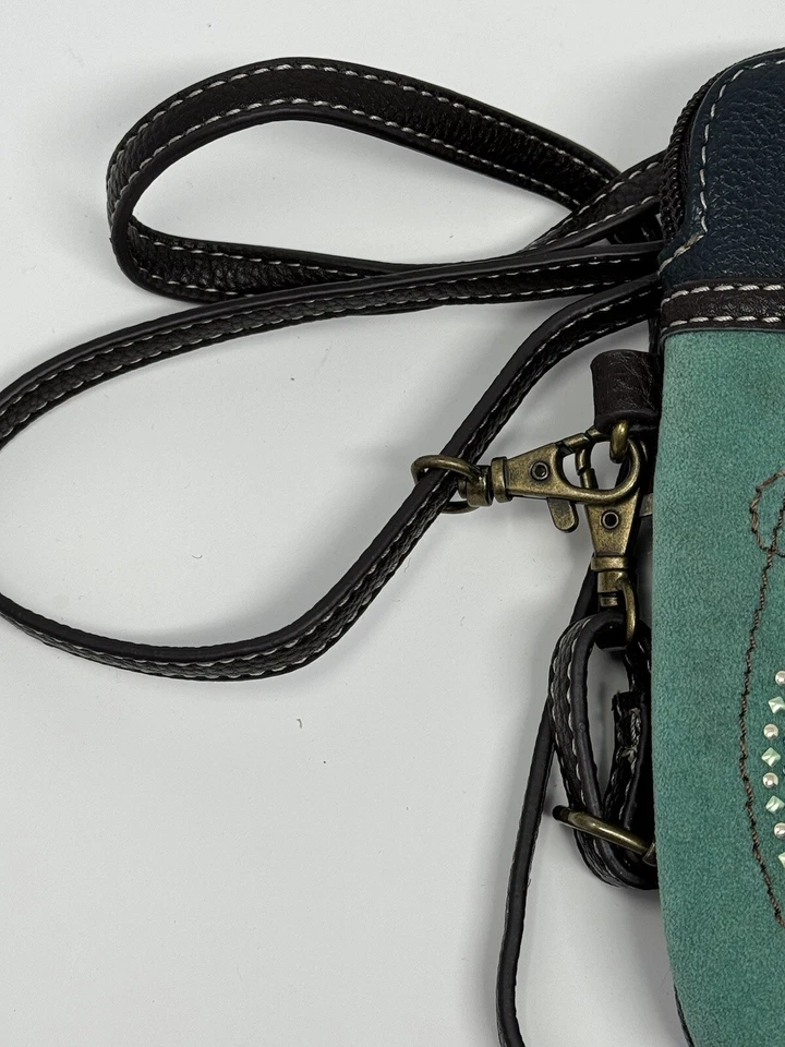 Cartera Bandolera Convertible para Teléfono Celular Chala TORTUGA DESLUMBRADA Azul Turquesa Usada en Excelente Condición Foto 4 de 4