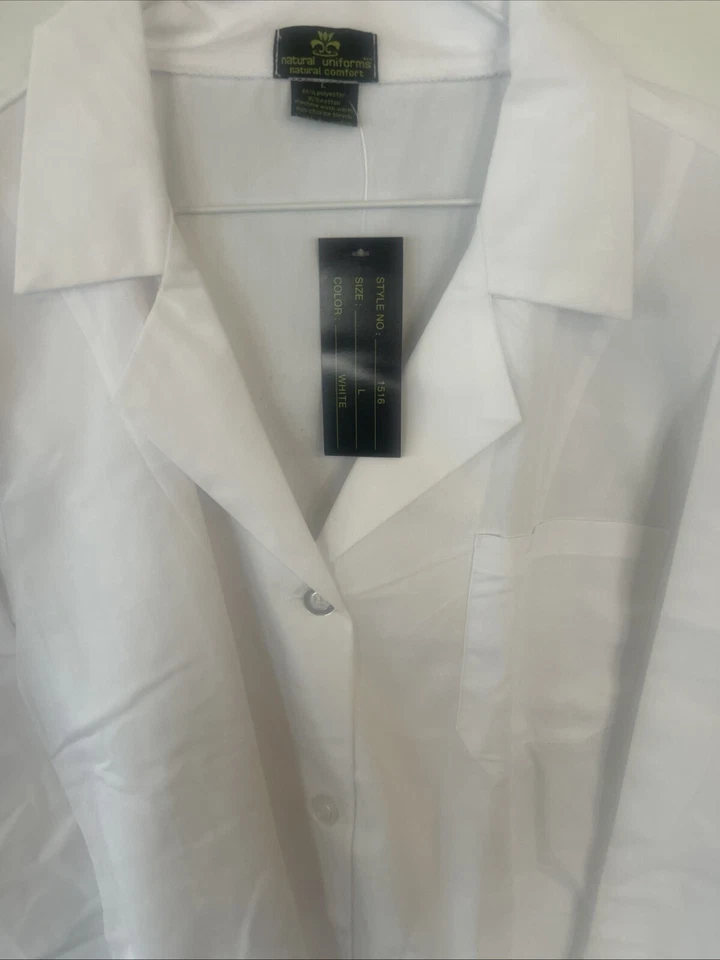 NEW With Tags Natural Uniforms Medical WHITE Unisex Long Lab Coat  Large-Pics! - Image 2 of 4