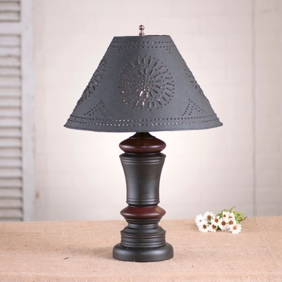 3-Way BLACK & RED TABLE LAMP & 15