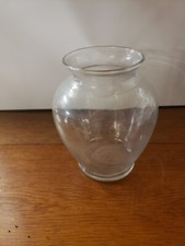 Clear Glass Round 7 1/4" Fluted Flower Vase Solid Design