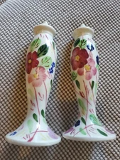 Vntg Blue Ridge Southern Pottery "ROSE of SHARON" Tall Salt & Pepper Shaker Set