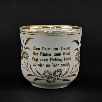 a-9240193 Kinder-Spruchtasse Jugendstil zum 1.Geburtstag Porzellan gold 6,5x6cm - Bild 1 von 3