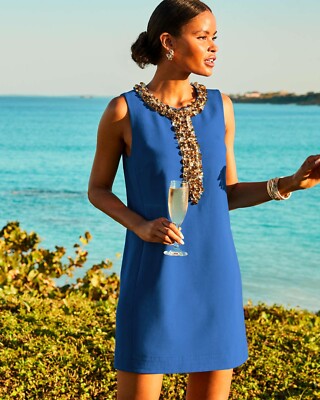 NEW Lilly Pulitzer Edita Stretch Shift Dress Blue Sz 6 | eBay