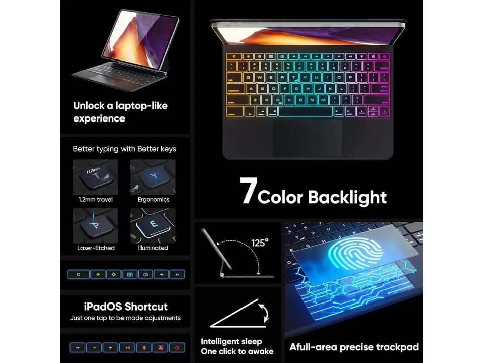 Magic Keyboard Case for iPad Air 13 inch 2024 iPad Pro 12.9 6th 5th 4th 3rd Gen - Image 3 of 4