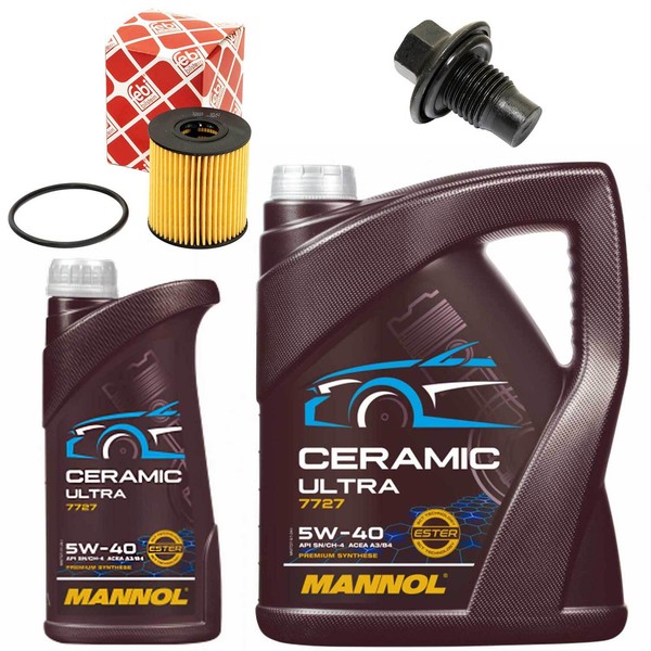 MotoröL Filter Set Mannol 5W-40 6 Liter + Schraube FüR Citroen Jumper Peugeot-image