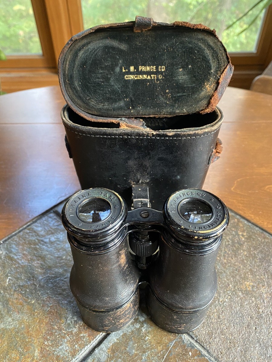 「L507」長期保管品 双眼鏡 LEMAIRE FABT PARIS レトロ Antique Lemaire Fabt Paris Binoculars WWl Era W/ Leather Case