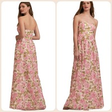 New BHLDN JESSA Sm - 4 / 6 Strapless Pink Floral MOB MOG Bridesmaid Formal Gown