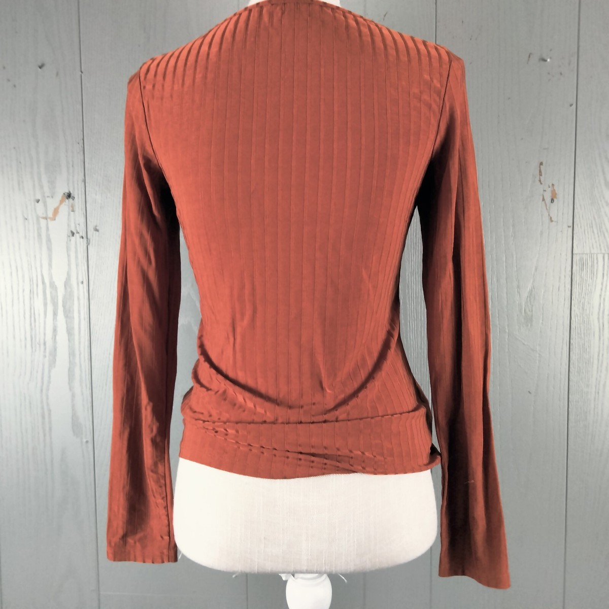 Massimo Dutti Top Womens Extra Small Orange Shiny Ribbed