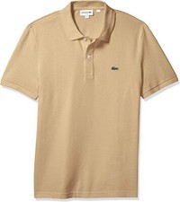 Authentic Lacoste Mens Slim Fit Short Sleeve PH4012-51 Polo Shirt -Beige -NEW
