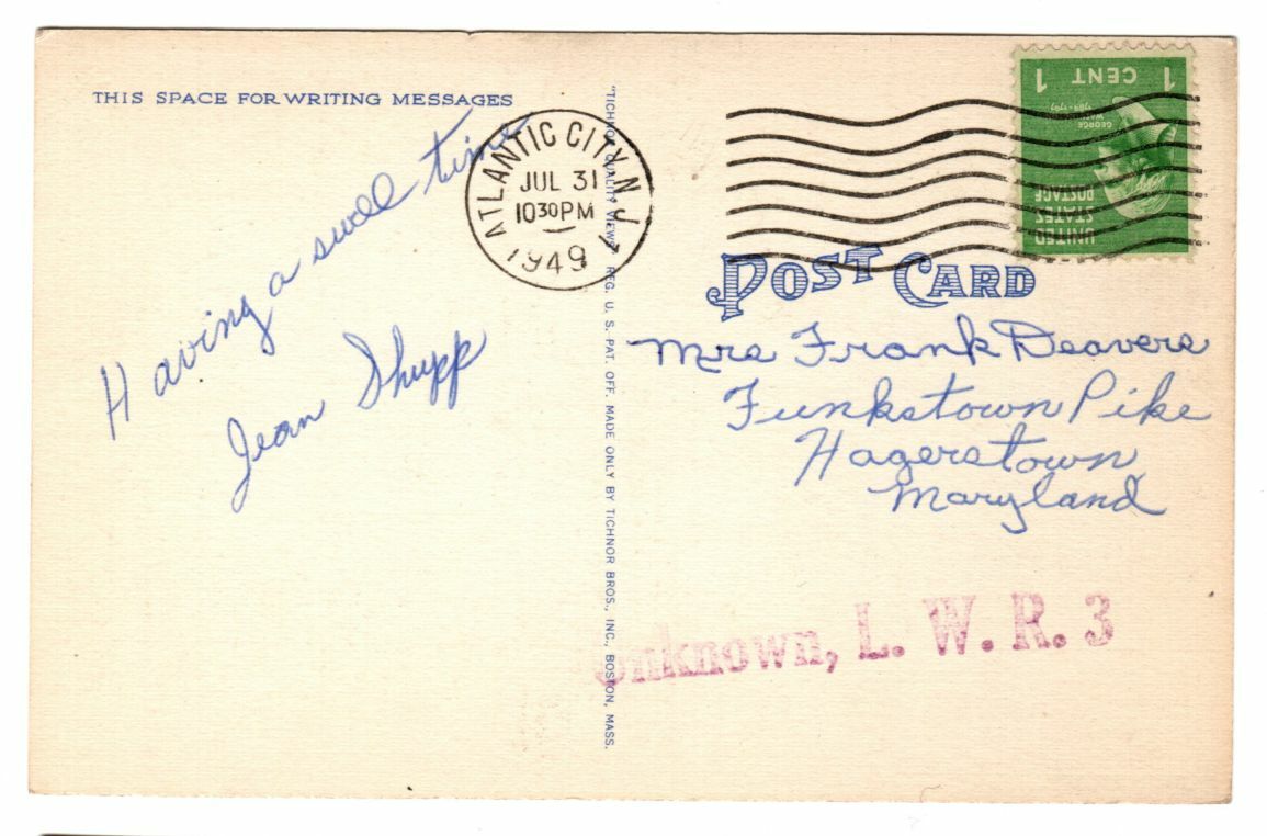 1949 Postmarked Postcard Bathing Beach Chelsea Hotel Atlantic City New ...
