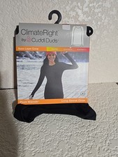 CLIMATE RIGHT BY CUDDL DUDS LONG SLEEVE CREW PLUSH WARMTH BLACK SZ M NWT
