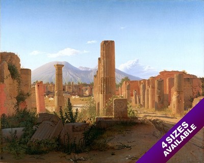RUINS OF POMPEII FORUM ANCIENT ROME PAINTING ROMAN HISTORY ART REAL CANVAS PRINT