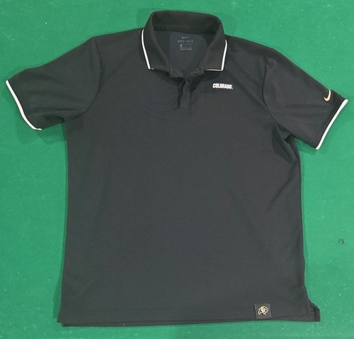 Colorado Buffaloes CU Buffs Polo Shirt Men's Large Black Nike Dri-Fit Golf Polo