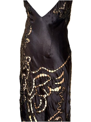 Vtg 90s Cache Fairy Grunge Sz 6 Dress embroidery Beaded Sequin Tasseled Spagetti - Picture 8 of 11