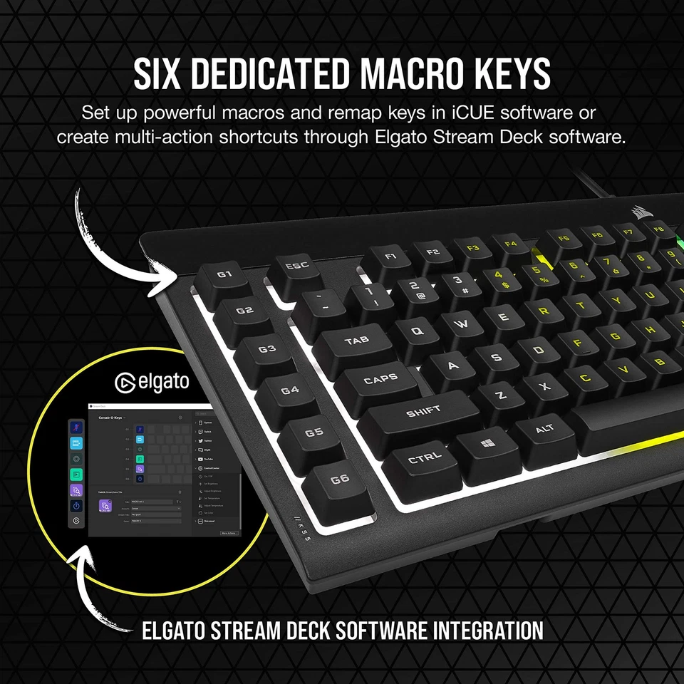 CORSAIR K55 RGB PRO Membrane Wired Gaming Keyboard – IP42 Dust and - Image 4 of 4