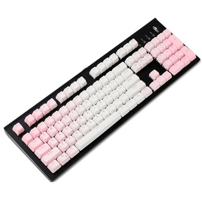 Double Shot 104 Dyed PBT Shine Through Keycap Set OEM Profile Pink White