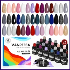 24 Pcs Gel Nail Polish Set 21 Colors Gel Polish with Base Coat Glossy &Matte Top