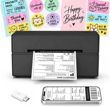 Bluetooth Thermal Shipping Label Printer: 4x6 Wireless Label Maker with Tape for