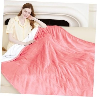 Heated Blanket 50'' x 60'' - Soft Flannel Sherpa Throw - 50'' x 60'' 02 - Pink