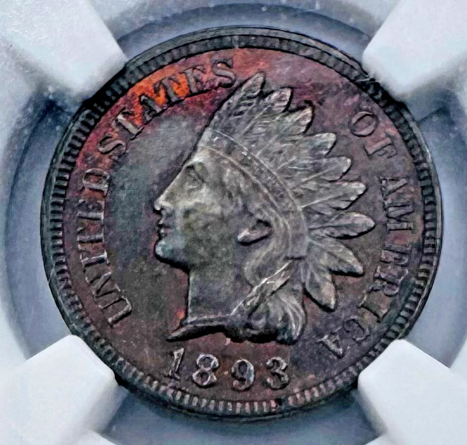 1893 INDIAN HEAD CENT 🔥NGC MS-64-BN CAC 1C SCARCE COIN W/ SOME TONING🔥 - Image 3 of 4